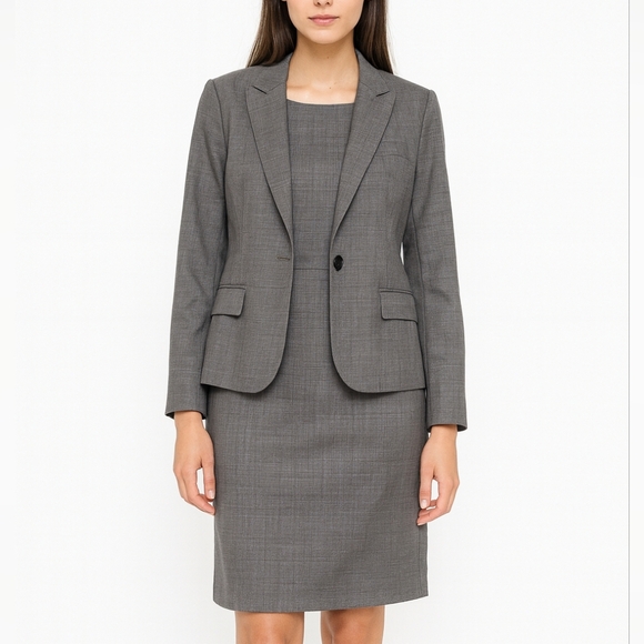 Theory Jackets & Blazers - Theory Women's Wool Professional Business Cocktail Dress Blazer Set Gray Size 10